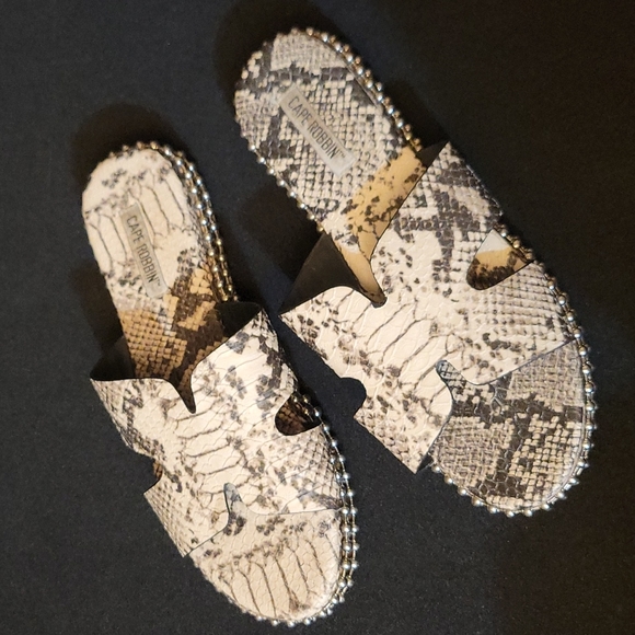 Cape Robbin Studded Snake Skin Sandals - Picture 1 of 7